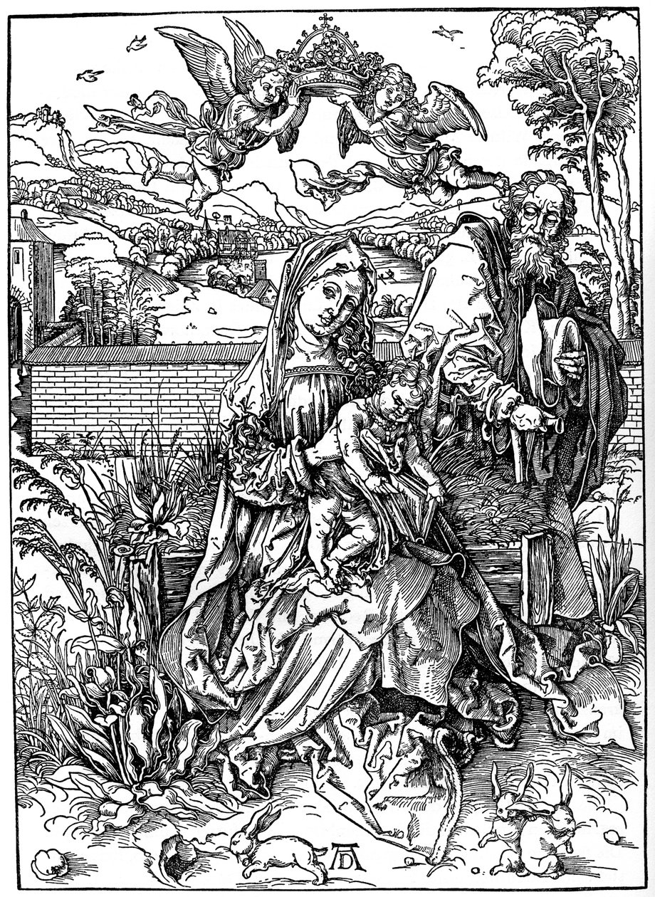 Den hellige familie med de tre harene, 1497, 1936 av Albrecht Dürer