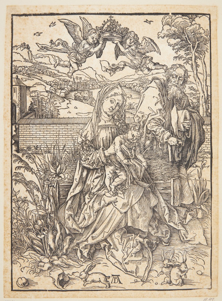 Den hellige familie med tre harer av Albrecht Dürer