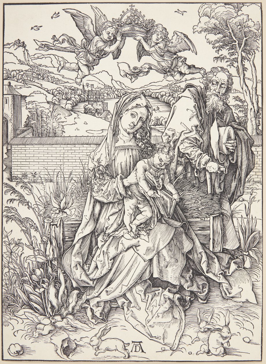 Den hellige familie med tre harer av Albrecht Dürer