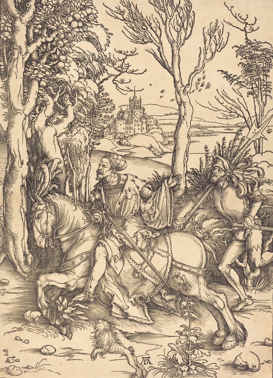 Ridderen til hest og Lansquenet, ca. 14961497. av Albrecht Dürer