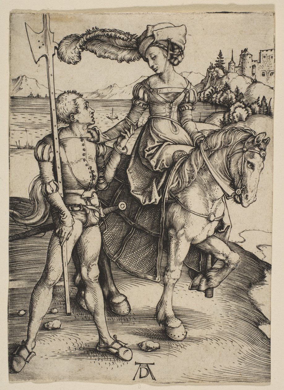 Damen til hest og landsknekten av Albrecht Dürer