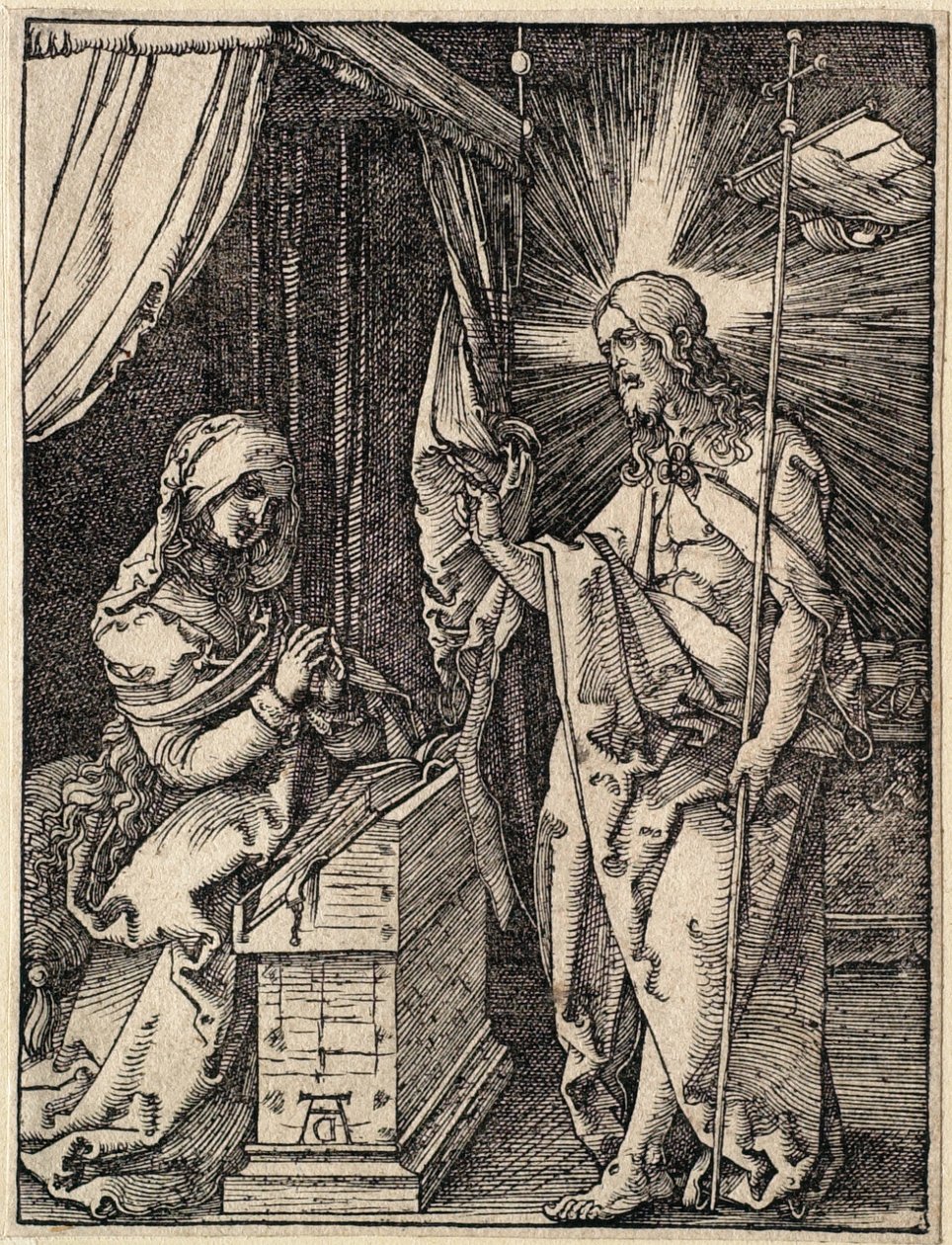 Den lille pasjonen: Kristus viser seg for sin mor av Albrecht Dürer