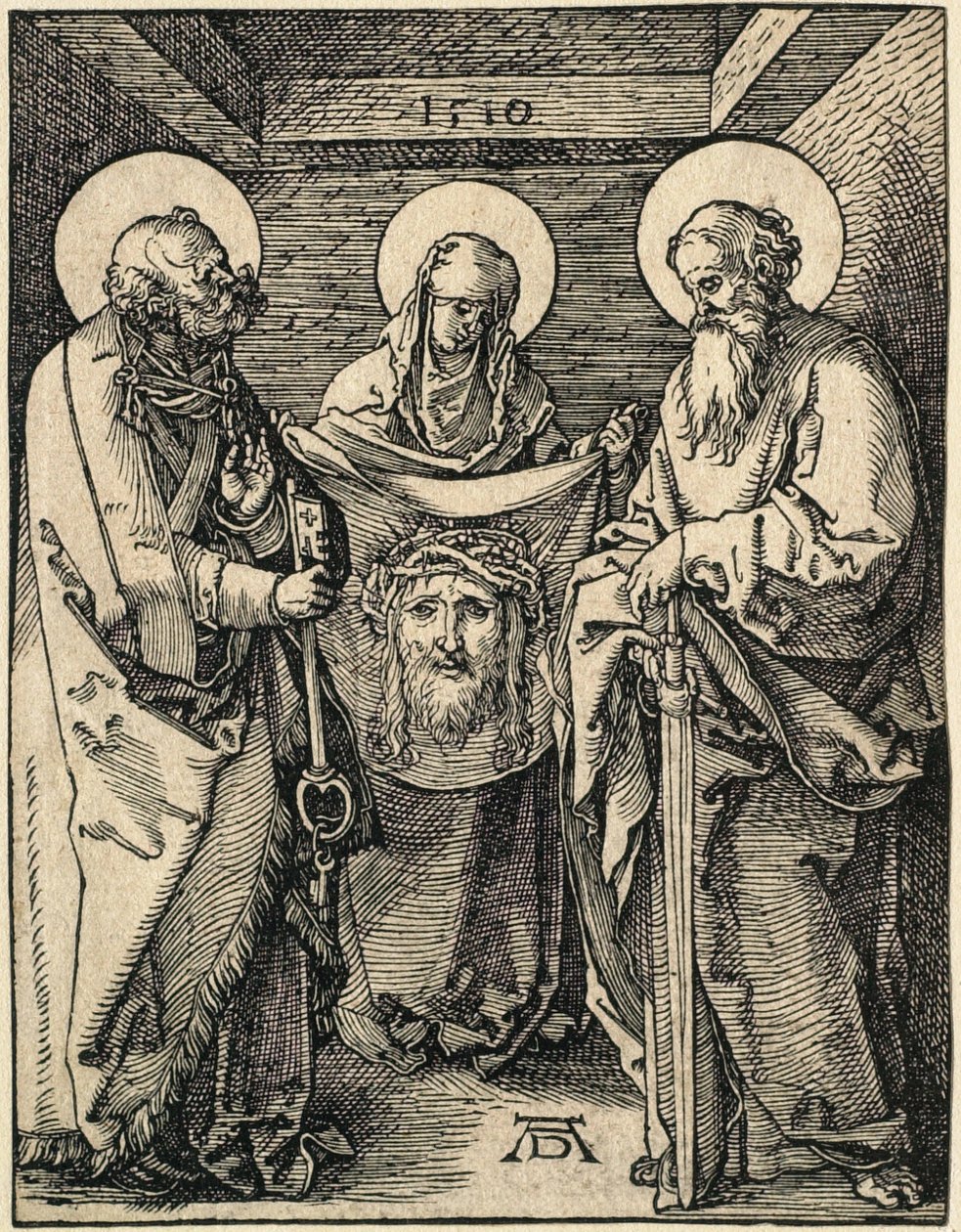 Den lille pasjonen: Veronica mellom Sankt Peter og Sankt Paulus av Albrecht Dürer