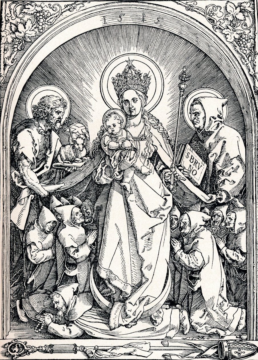 Madonnaen med karteuserbrødrene, døperen Johannes og den hellige Bruno, 1515 1906. av Albrecht Dürer