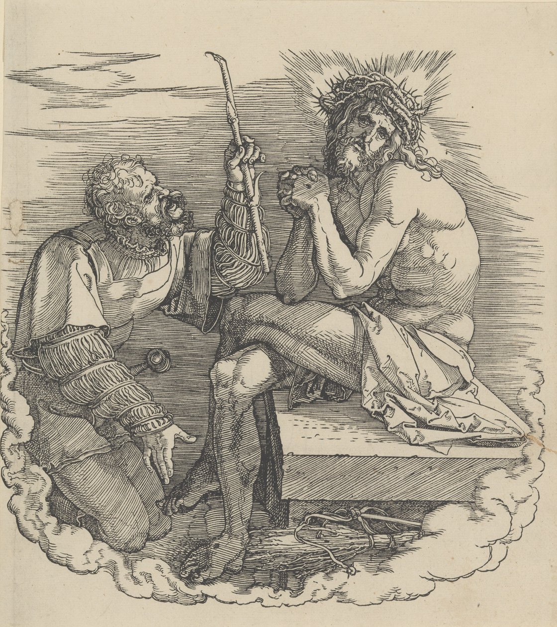 The Man of Sorrows hånet av en soldat, frontispice til den store lidenskapen,.n.d., n.d.. av Albrecht Dürer