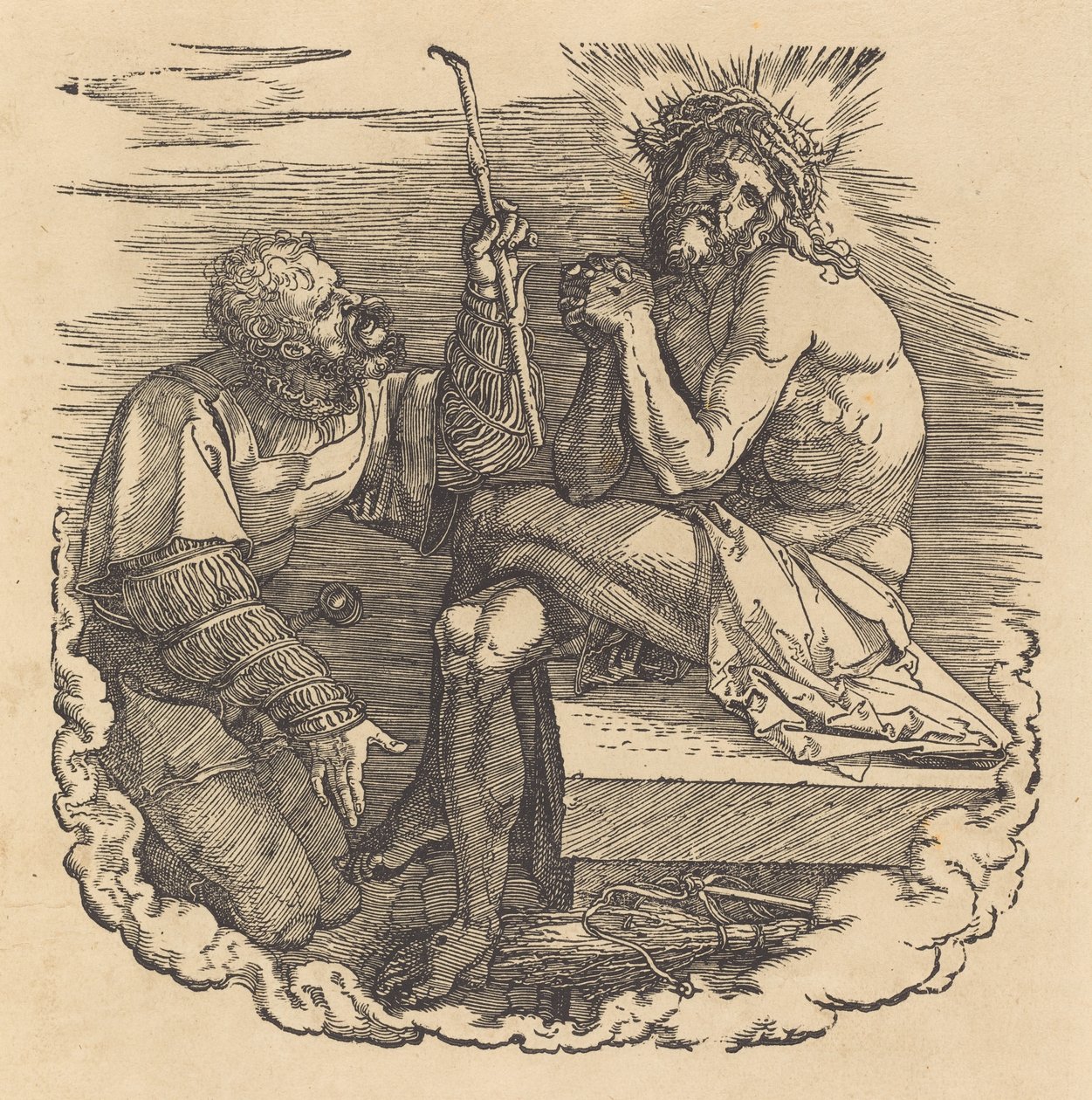 The Man of Sorrows hånet av en soldat, sannsynligvis 1511. av Albrecht Dürer