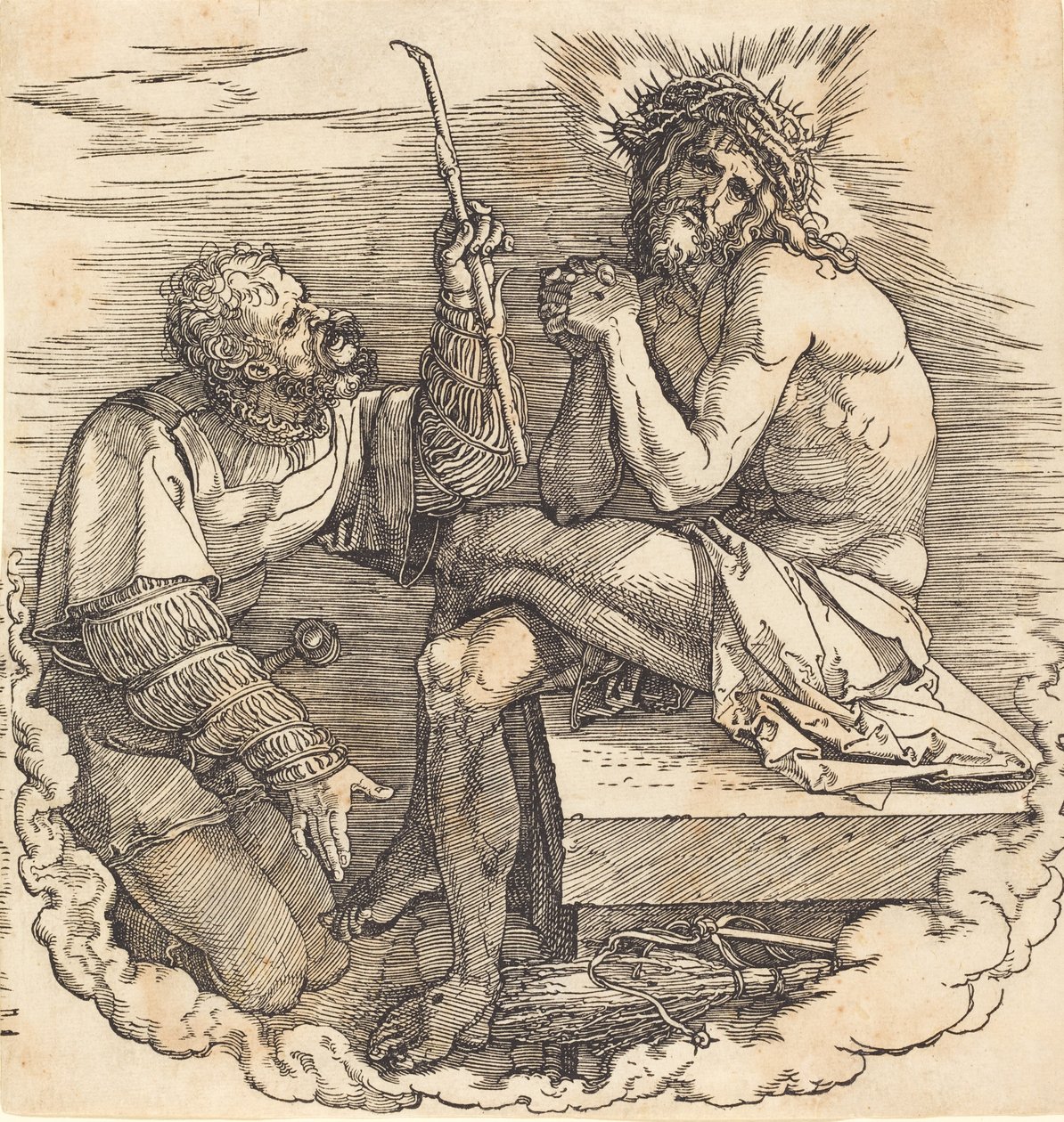 The Man of Sorrows hånet av en soldat, sannsynligvis 1511. av Albrecht Dürer