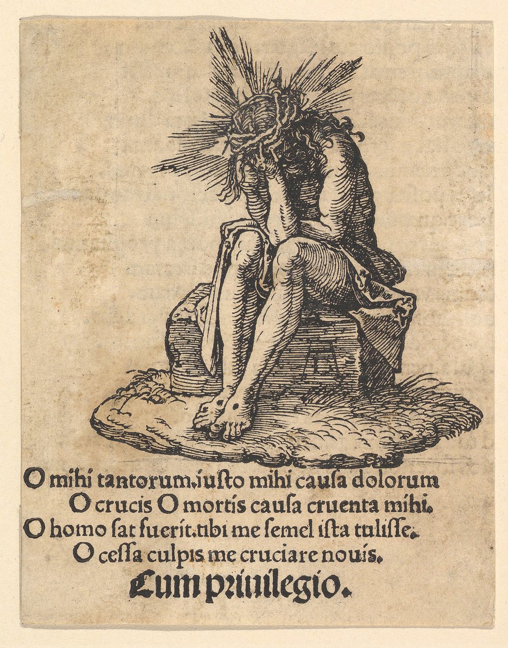 The Man of Sorrows Seated, tittelside til The Small Passion, ca. 1511. av Albrecht Dürer