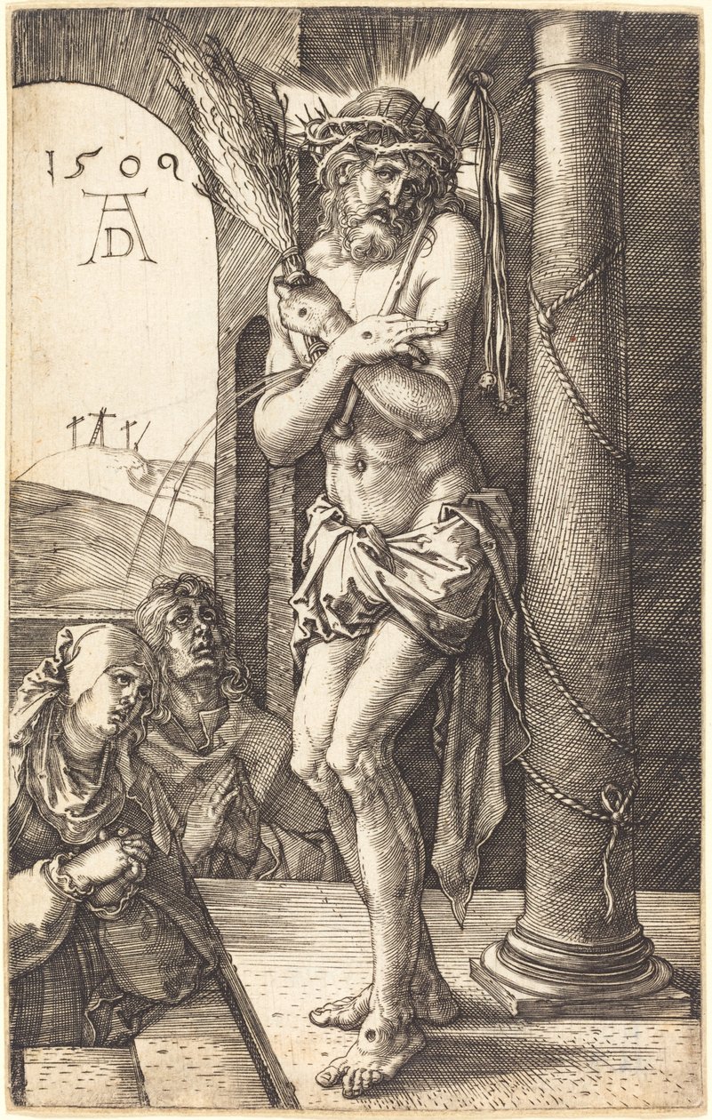 Sorgens mann som står ved søylen av Albrecht Dürer