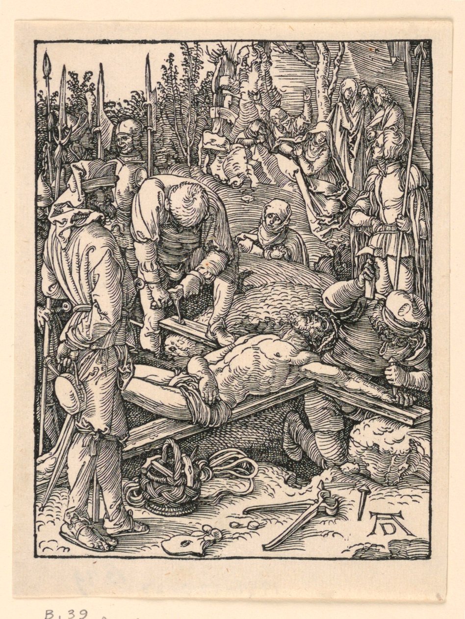 The Nailing to the Cross, fra The Little Passion-serien av Albrecht Dürer