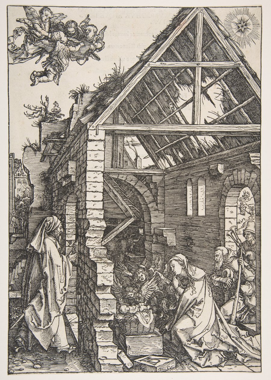 Kristi fødsel, fra Jomfru Marias liv, latinsk utgave, 1511 av Albrecht Dürer