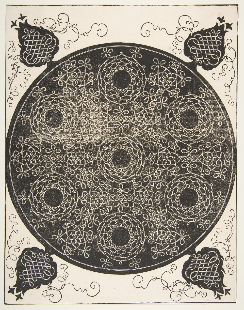 Den sjette knuten. Interlaced Roundel med Seven Wreaths, 1521 før. av Albrecht Dürer