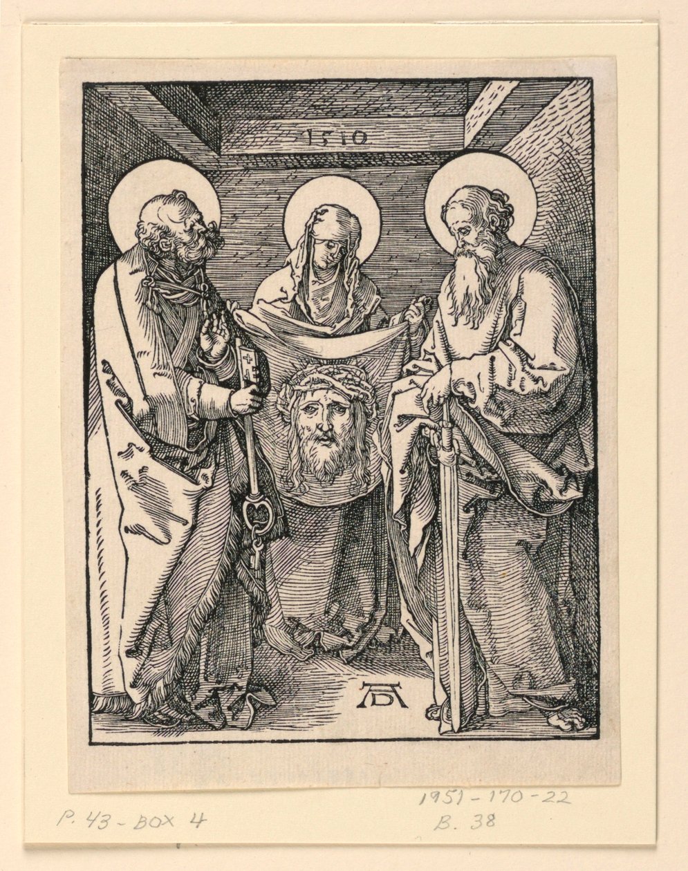 The Sudarium (Saints Veronica, Peter og Paul), fra The Little Passion Series av Albrecht Dürer