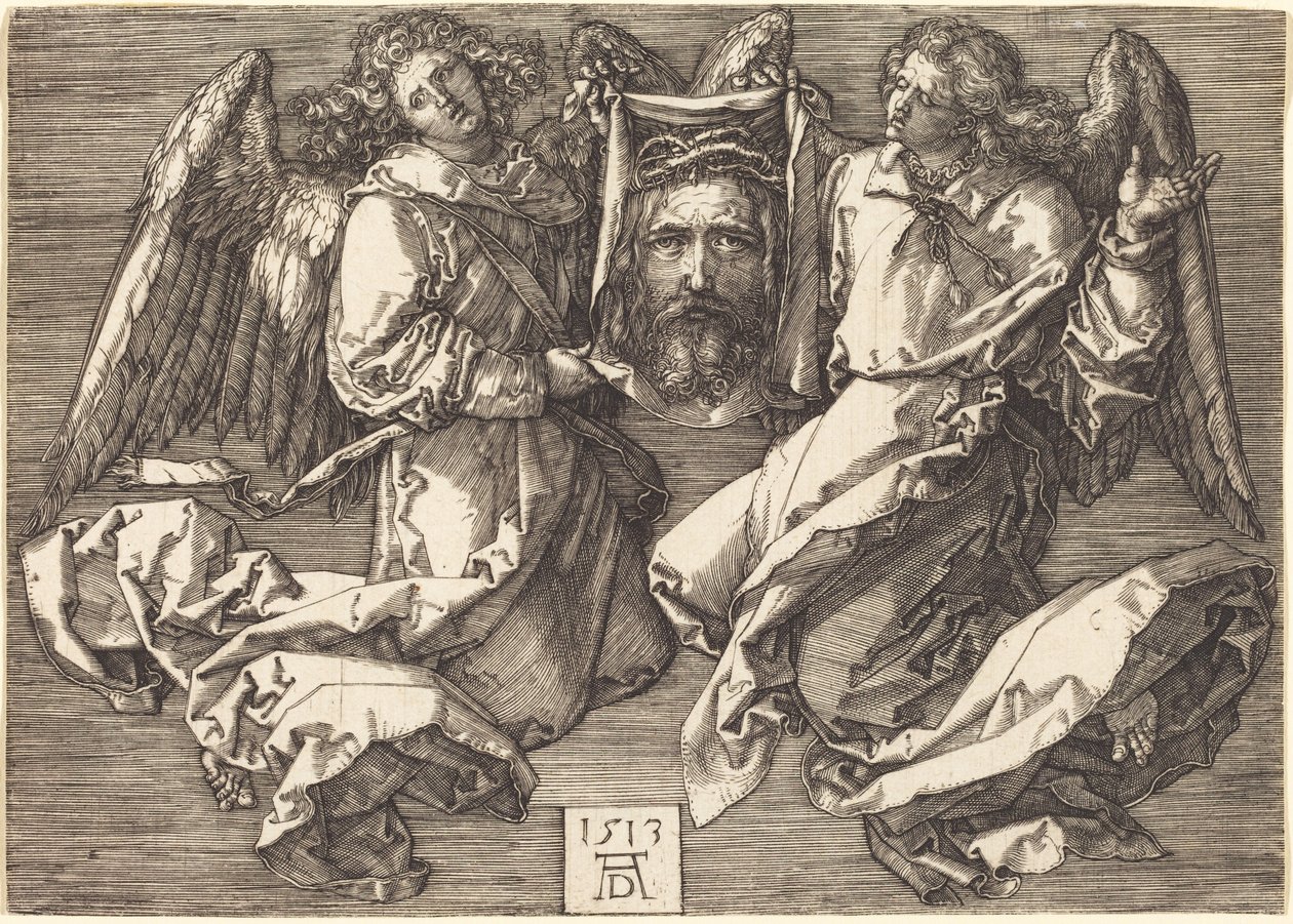Svepeduken holdt av to engler av Albrecht Dürer