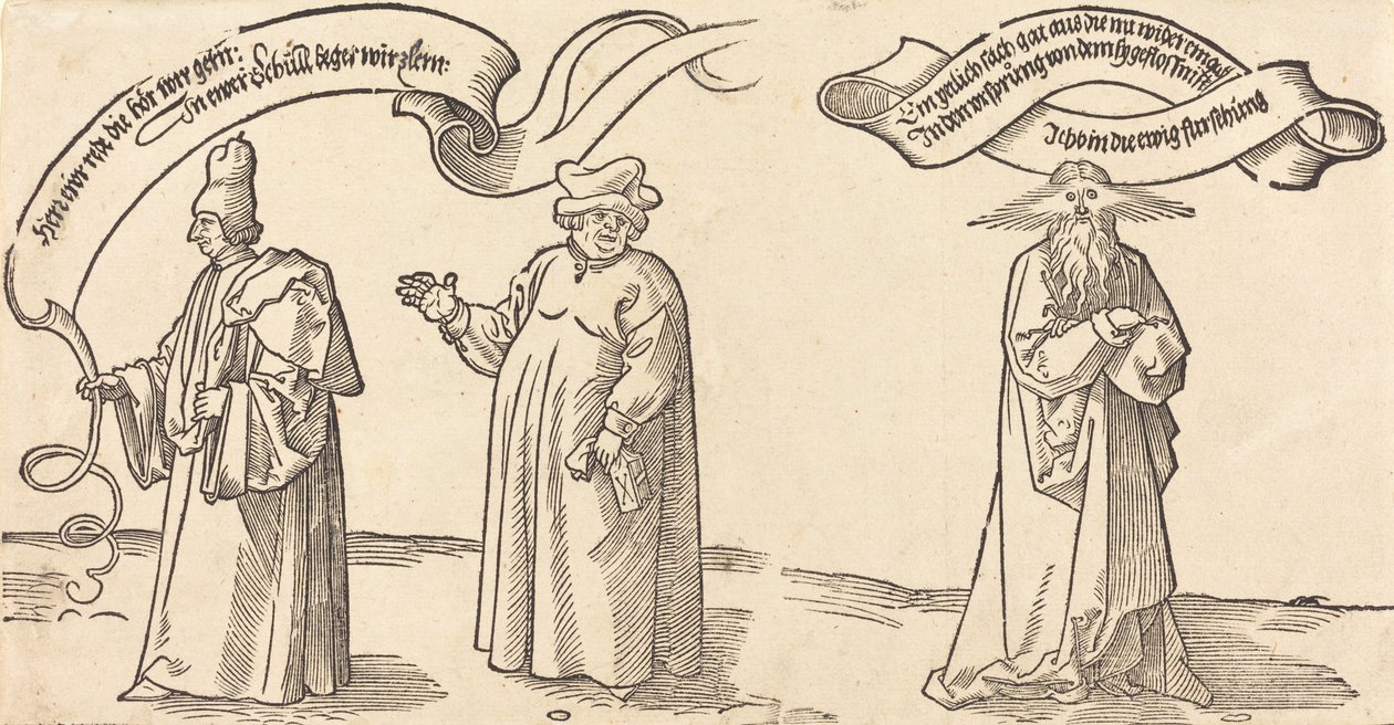 Læreren, presten og forsynet, sannsynligvis 1526. av Albrecht Dürer