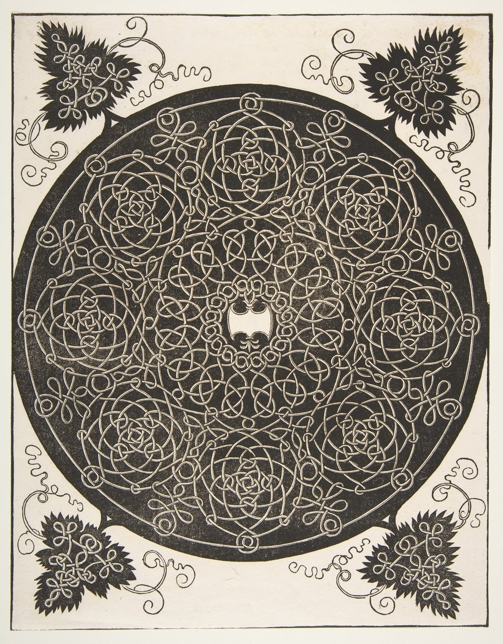 Den tredje knuten. Interlaced Roundel med åtte kranser og et scalloped skjold i ..., 1521 før. av Albrecht Dürer