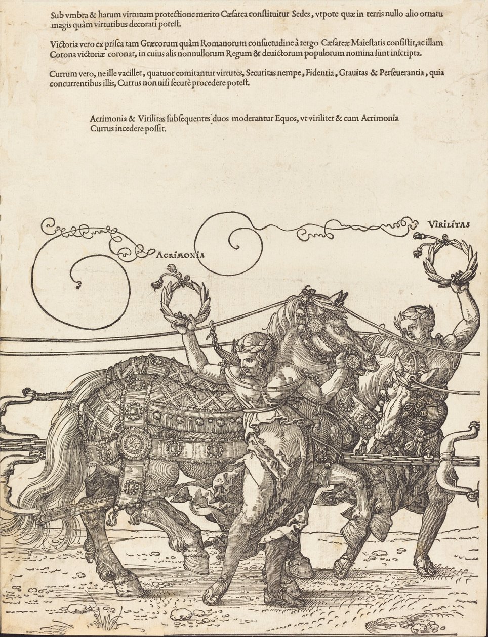 The Triumphal Chariot of Maximilian I The Great Triumphal Car [plate 6 av 8], 1523 latinsk utgave. av Albrecht Dürer