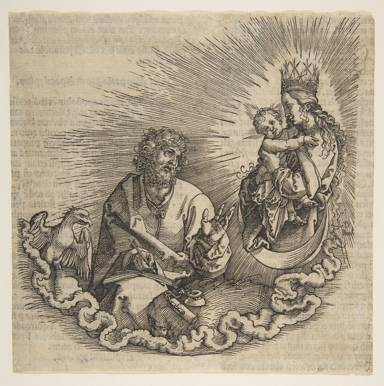 Jomfruen som vises til Saint John, Frontispice til Apokalypsen, 1511. av Albrecht Dürer