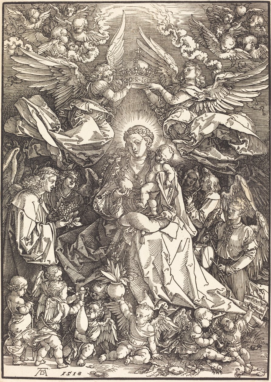 Jomfruen omgitt av mange engler av Albrecht Dürer