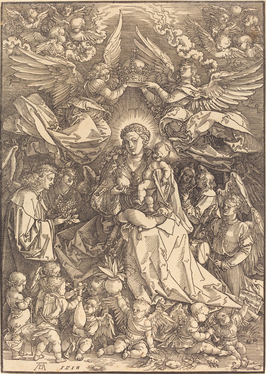 Jomfruen omgitt av mange engler av Albrecht Dürer