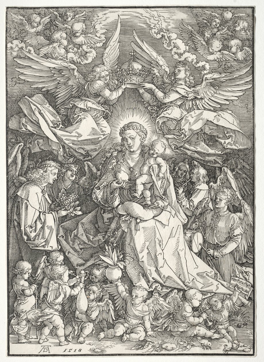 Jomfruen omgitt av mange engler av Albrecht Dürer