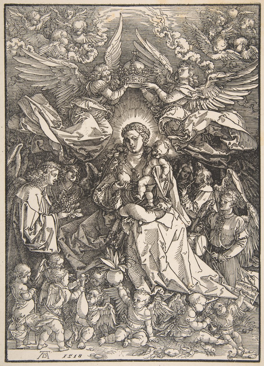 Jomfruen omgitt av mange engler av Albrecht Dürer