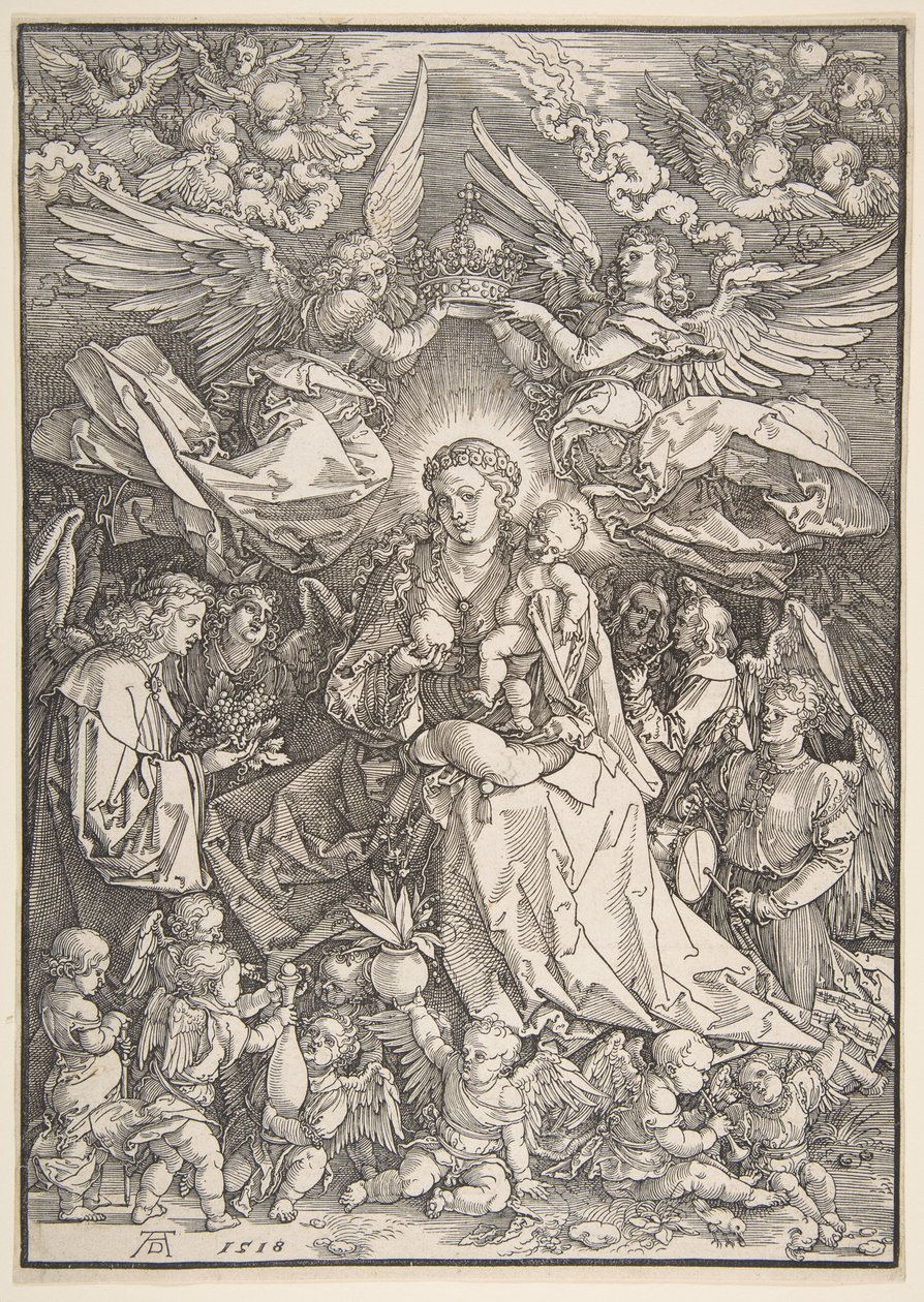 Jomfruen omgitt av mange engler av Albrecht Dürer