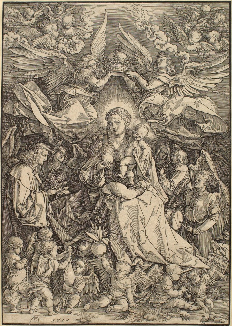 Jomfruen omgitt av mange engler av Albrecht Dürer