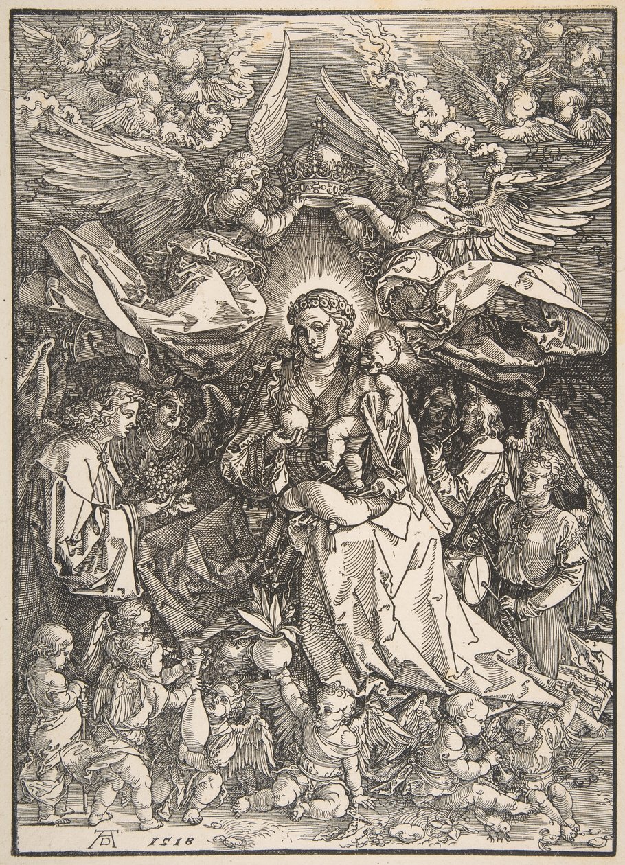 Jomfruen omgitt av mange engler, 1518. av Albrecht Dürer