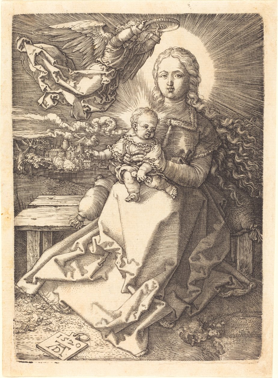 Jomfruen og barnet kronet av en engel av Albrecht Dürer