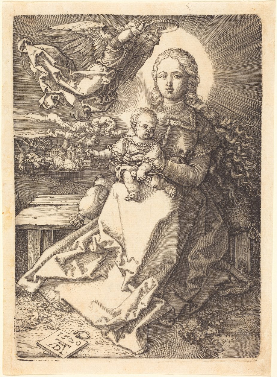 Jomfruen og barnet kronet av en engel av Albrecht Dürer