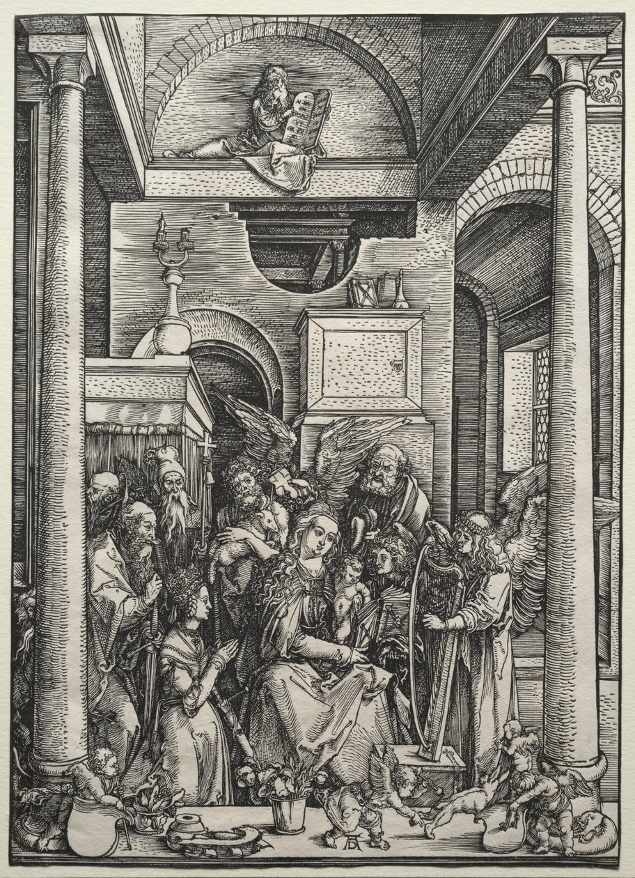 Jomfruen og barnet omgitt av hellige og engler, ca. 1500-1502. av Albrecht Dürer