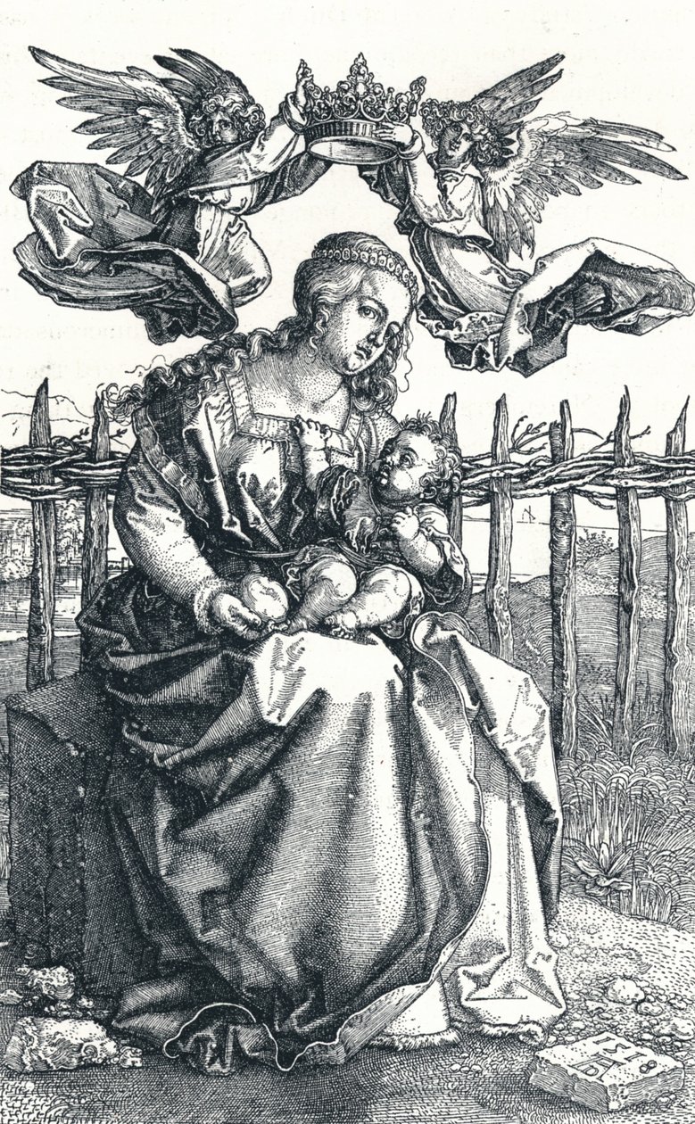 Jomfruen og barnet kronet av to engler, 1518, 1906 av Albrecht Dürer