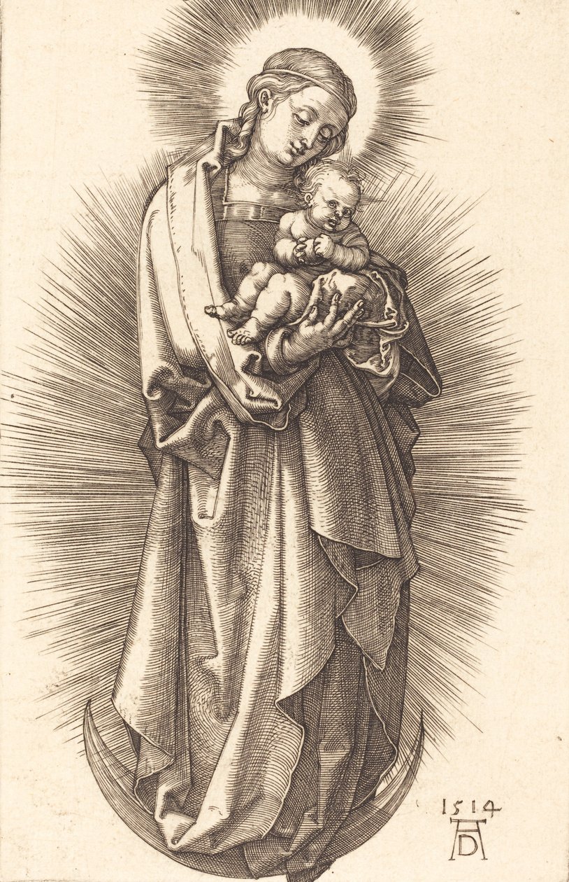 Jomfruen og barnet på en halvmåne med et diadem, 1514. av Albrecht Dürer