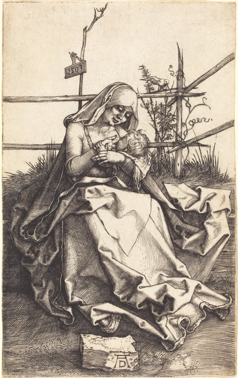 Jomfruen og barnet på en gresskledd benk av Albrecht Dürer