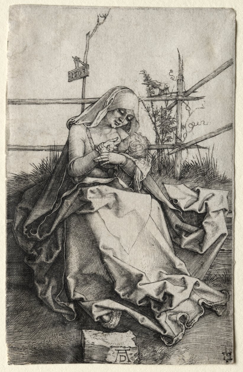 Jomfruen og barnet på en gresskledd benk av Albrecht Dürer
