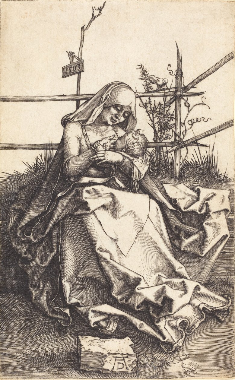 Jomfruen og barnet på en gresskledd benk, 1503. av Albrecht Dürer