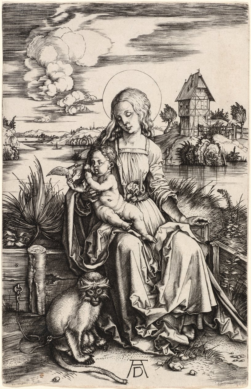 Jomfruen og barnet med apen av Albrecht Dürer