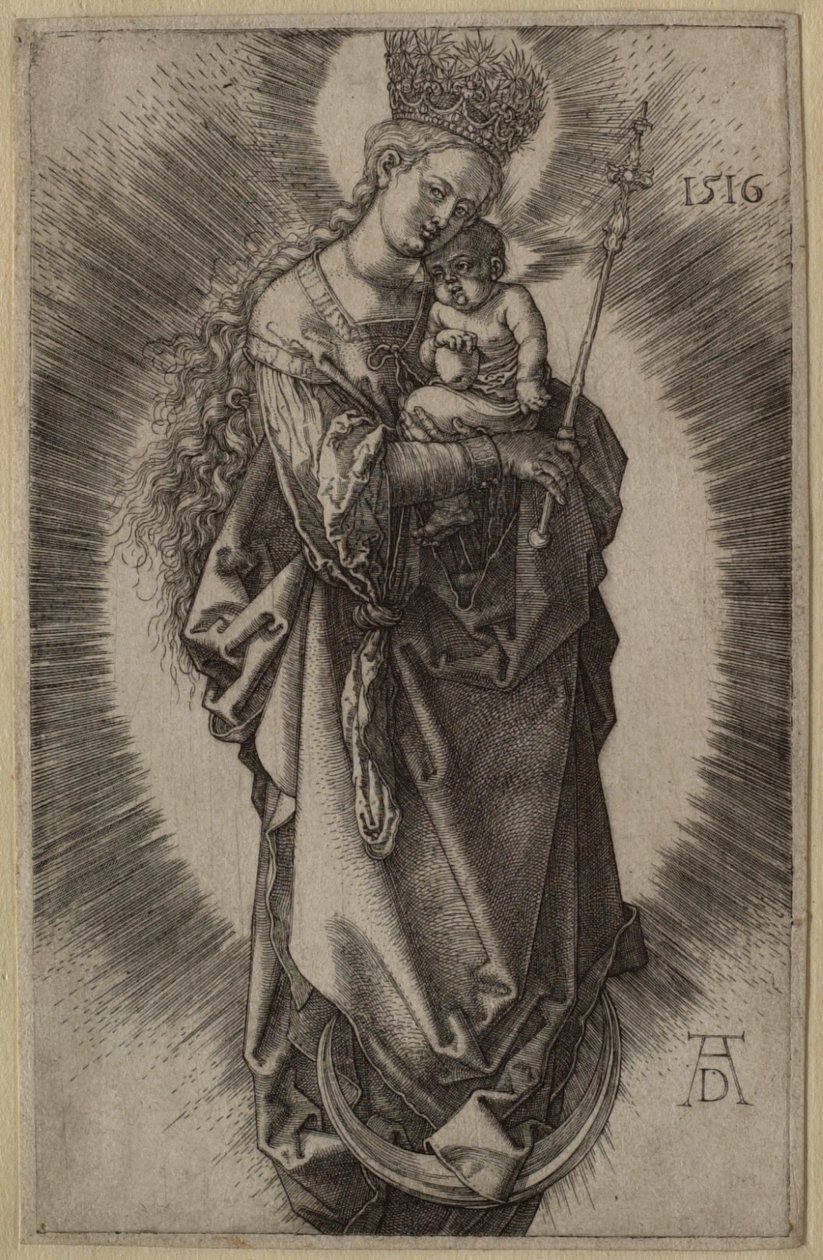 Jomfruen på månesigden med septer og stjernekrone av Albrecht Dürer