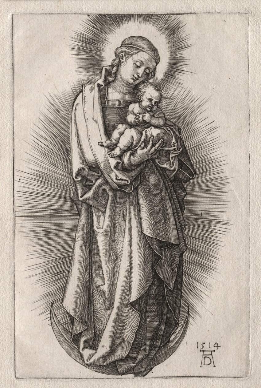 Jomfruen med hårbånd på en halvmåne, 1508. av Albrecht Dürer
