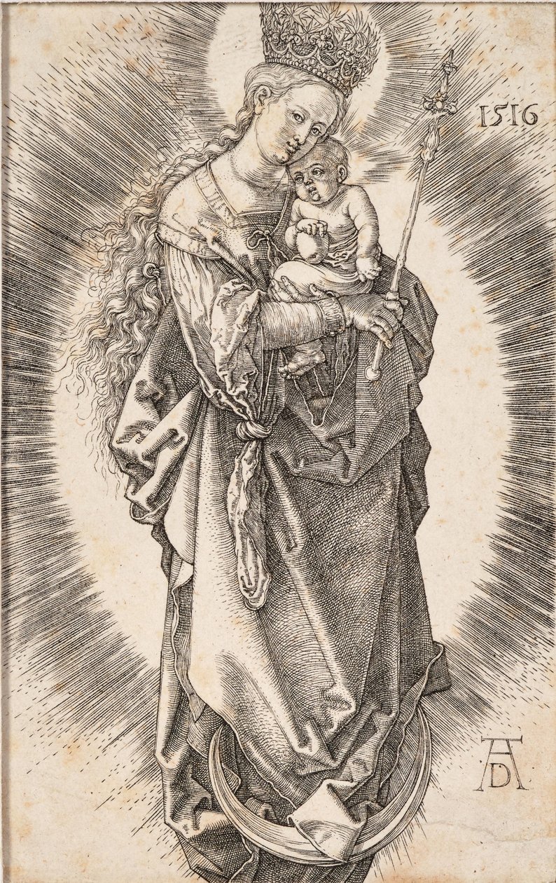 Jomfruen med en krone av stjerner og et septer, 1516. av Albrecht Dürer
