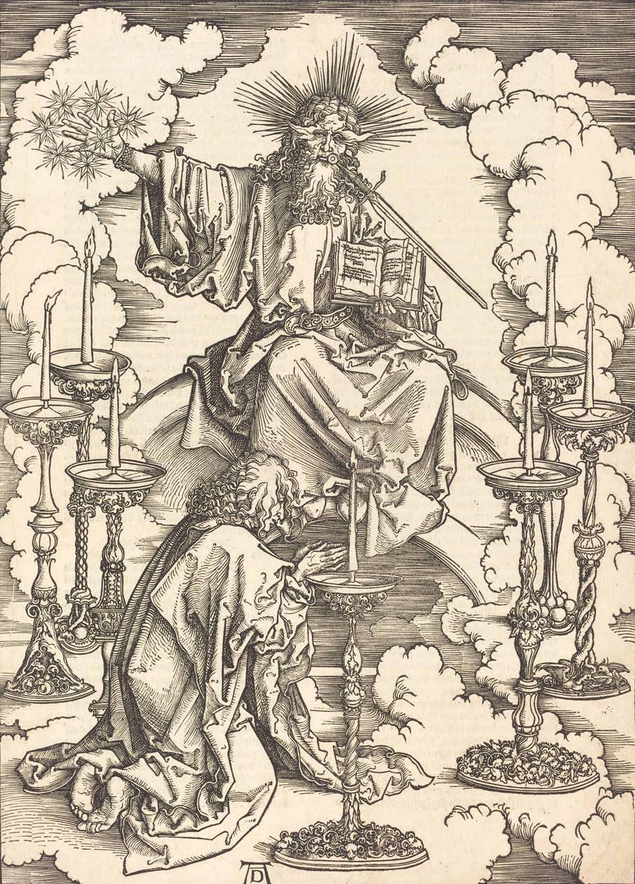 Visjonen om de syv lysestaker, sannsynligvis ca. 14961498. av Albrecht Dürer