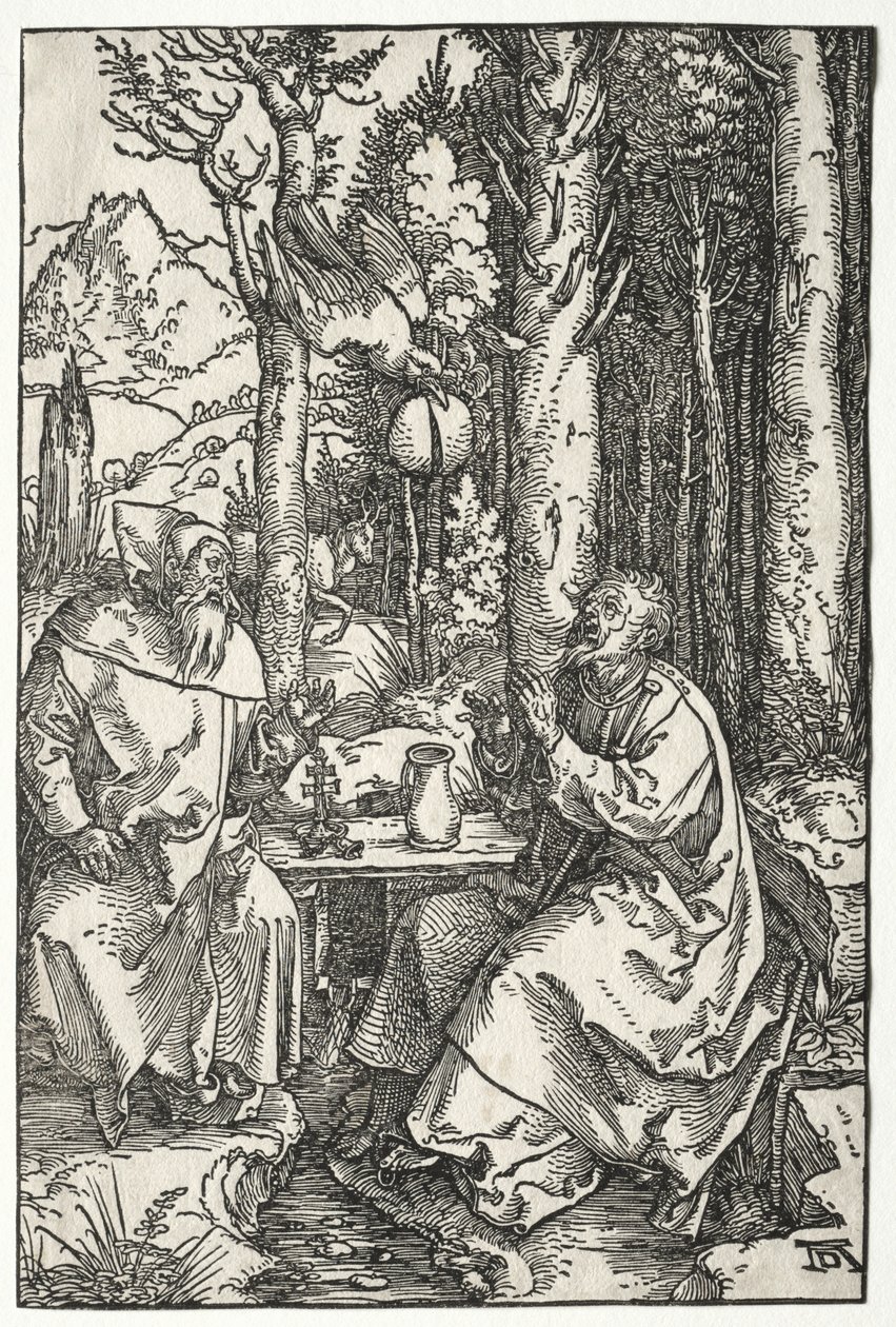 St. Anthonys besøk til St. Paul Eremitten, ca. 1504. av Albrecht Dürer