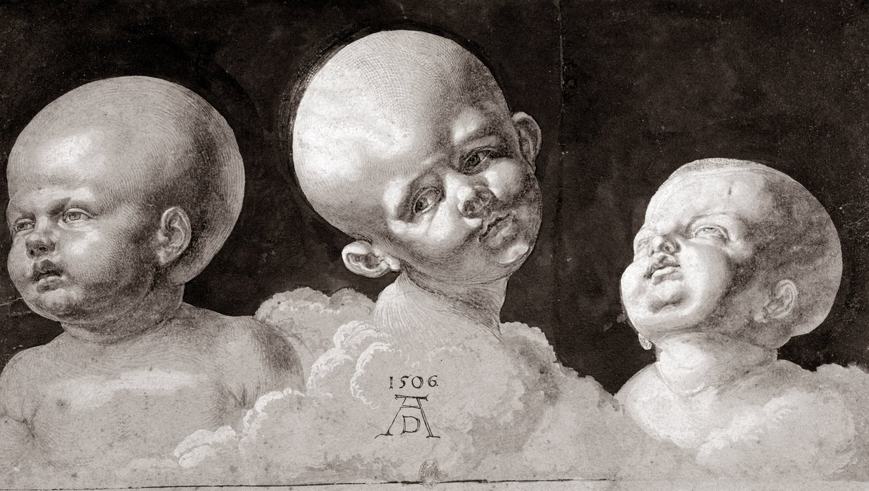 Tre barnehoder, 1506 av Albrecht Dürer