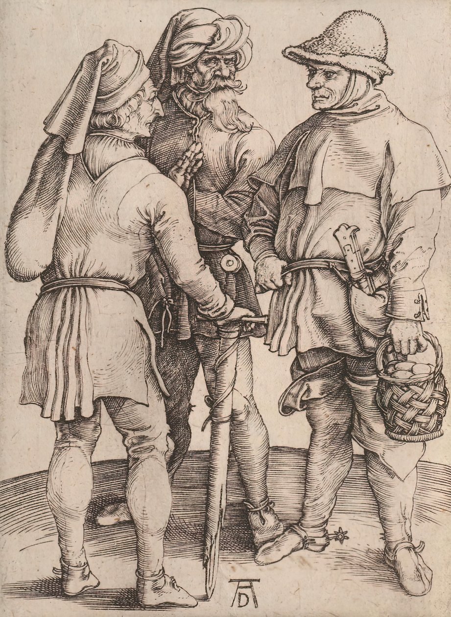 Tre bønder i samtale, 1497-1498. av Albrecht Dürer