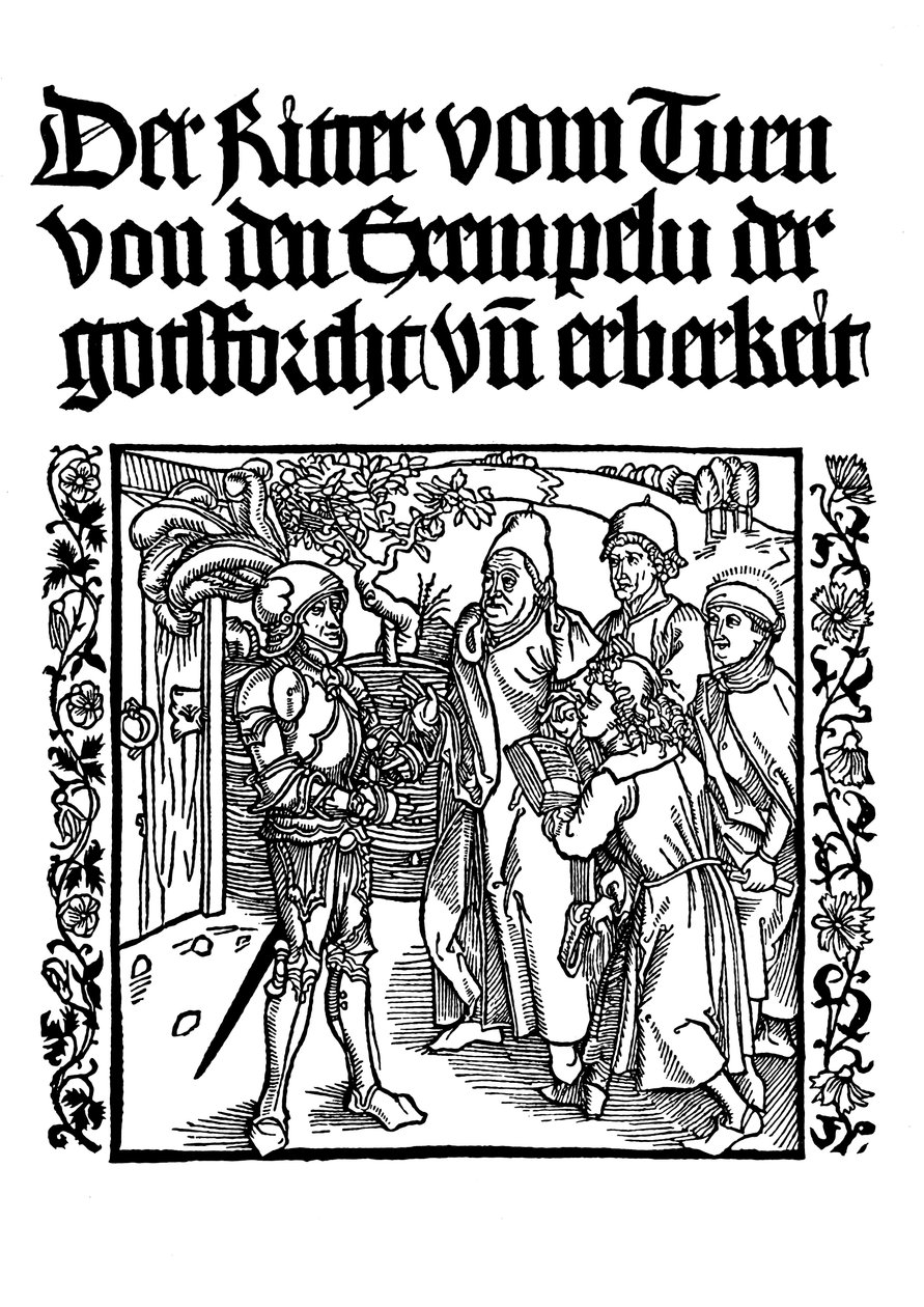 Tittelsiden til The Book of the Knight of the Tower, c1495 av Albrecht Dürer