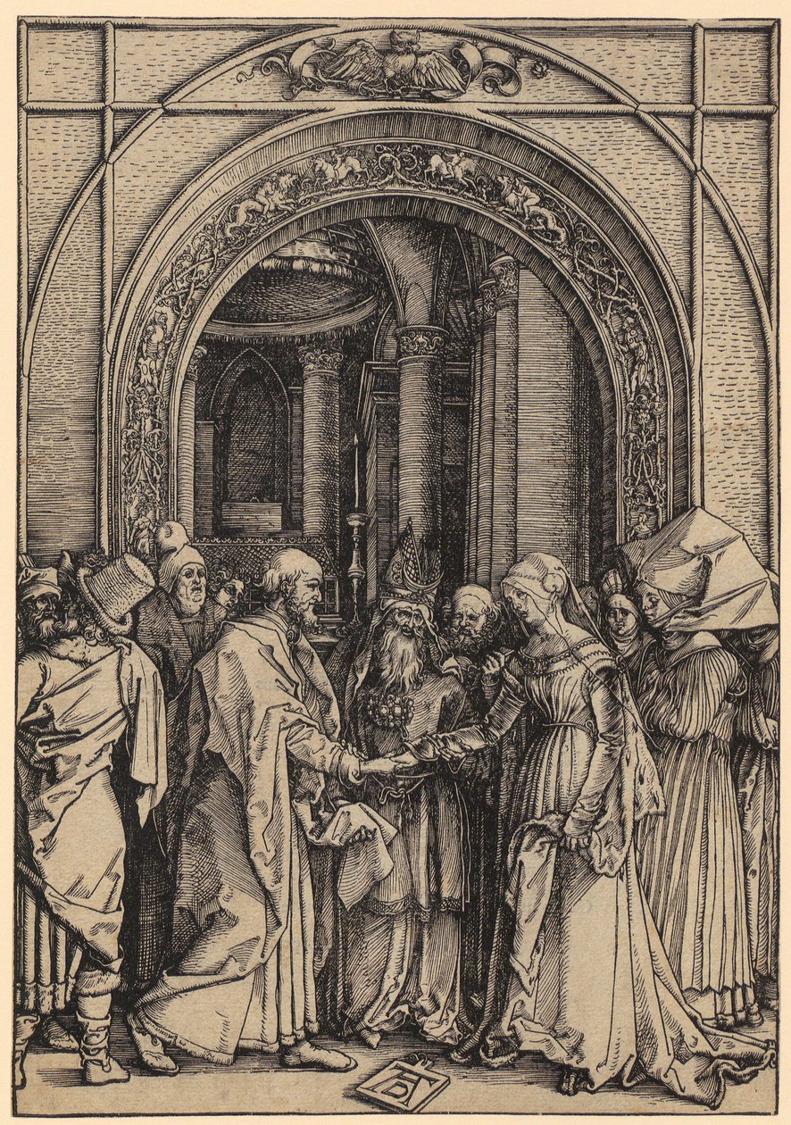 Marias forlovelse, side 7 i serien «Marias liv» av Albrecht Dürer
