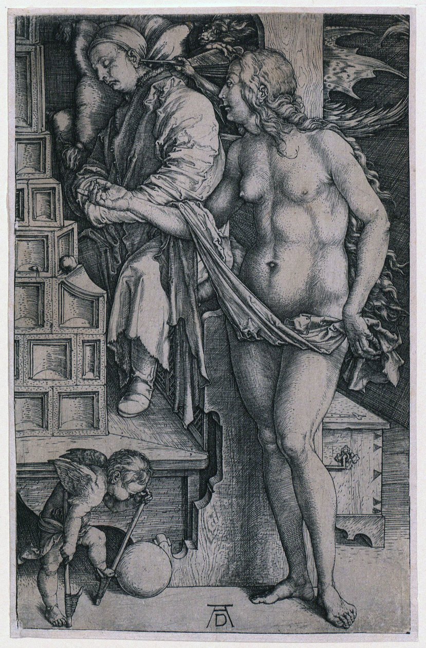Fristelsen til den som driver sin tid bort av Albrecht Dürer