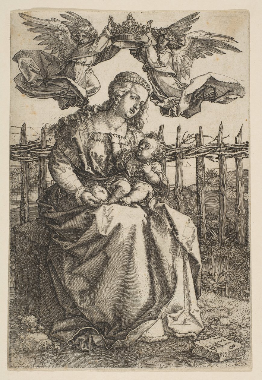 Jomfru og barn kronet av to engler, 1518. av Albrecht Dürer