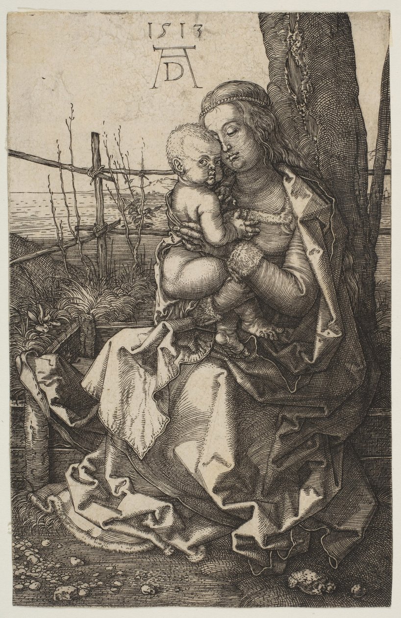 Jomfru og barn sitter ved et tre, 1513. av Albrecht Dürer